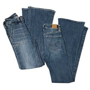AMERICAN EAGLE *2 PAIRS* Super High Rise Flare Jeans with Front PatchPockets